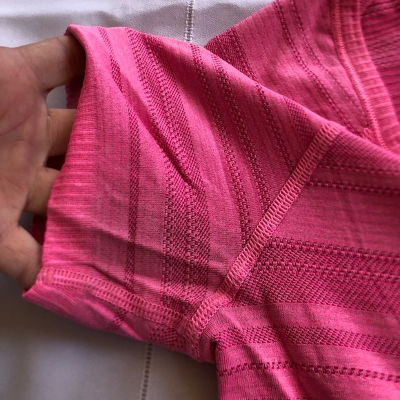 Lululemon Pink Striped Short Sleeve Top - Picture 3 of 13